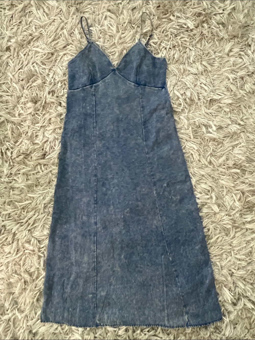 Zenana Outfitters Washed Blue Denim Slip Dress